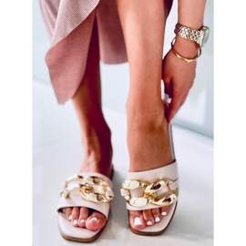 Slippers with a chain Dalia Beige 1