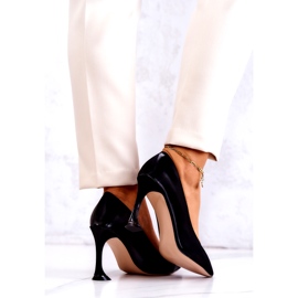 S.Barski Women's pumps eco-leather black high heels colorless 3