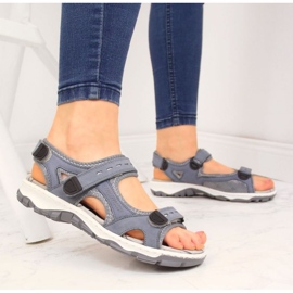 Leather sandals with Velcro Rieker W RKR458 blue 2