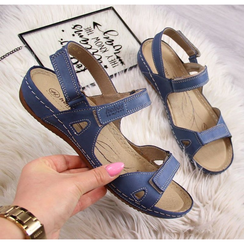Comfortable sandals Helios W H205A navy blue 1