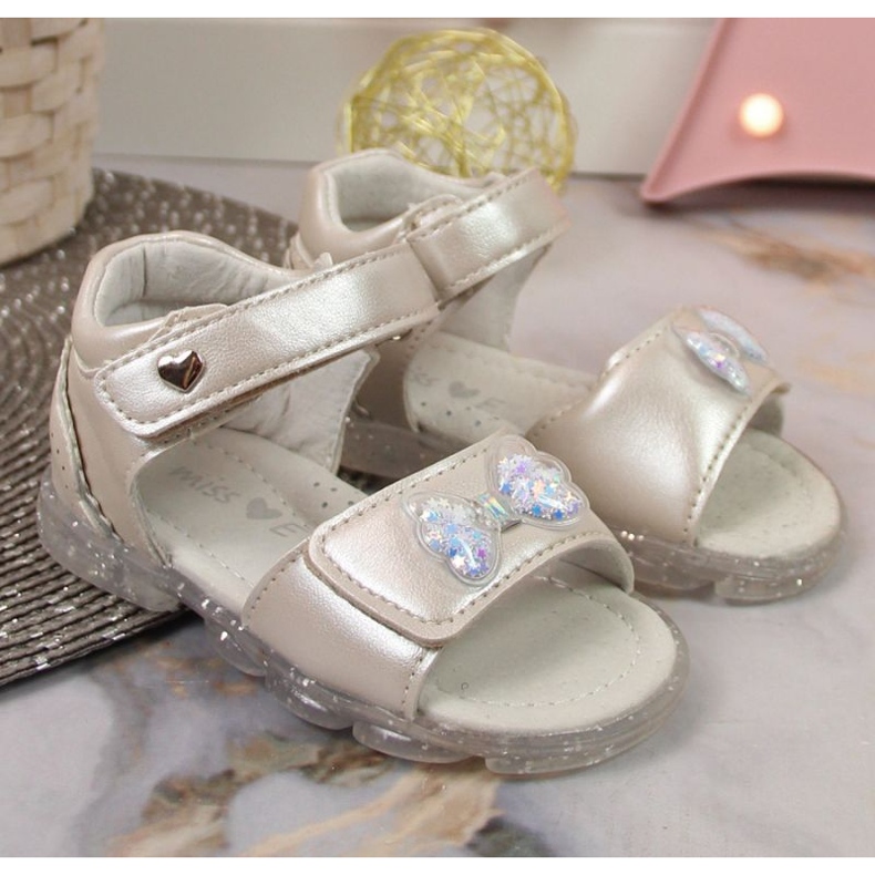 Miss❤E Velcro sandals with bow Miss Jr EU650A silver ['silver'] 2