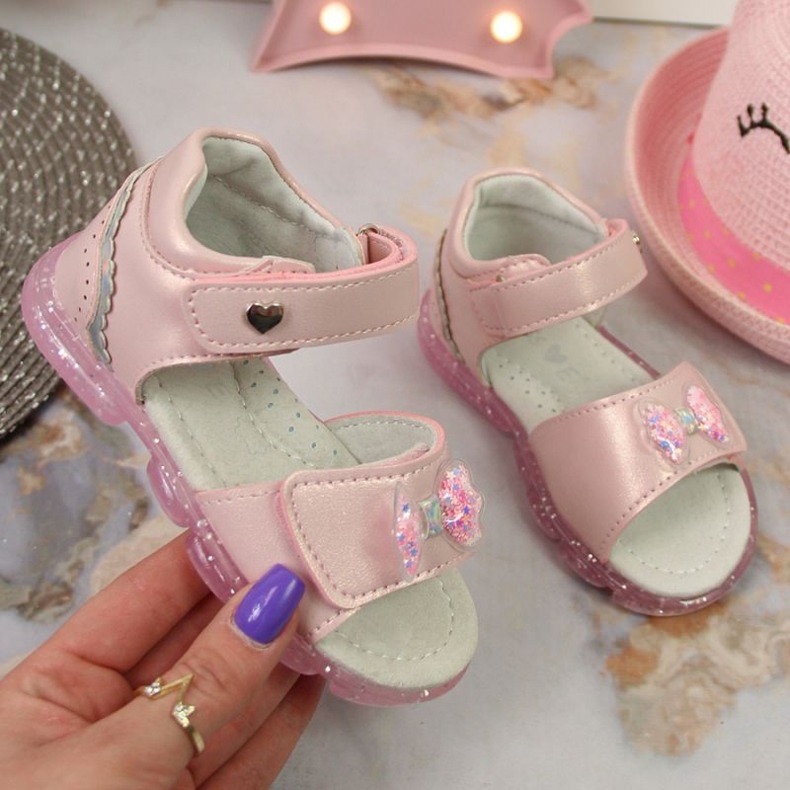 BM Velcro sandals with a bow Miss❤E Jr EU650B pink 1