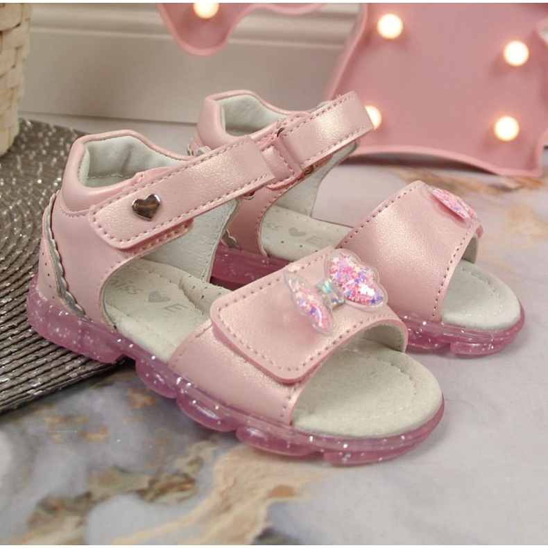 BM Velcro sandals with a bow Miss❤E Jr EU650B pink 2