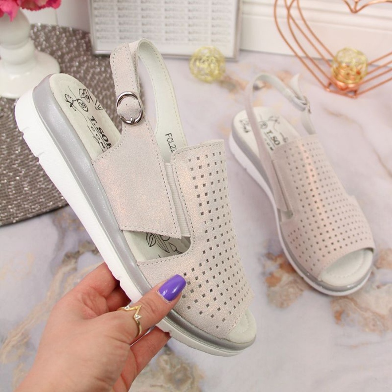 Wedge sandals T.Sokolski W SCA169 beige-silver 1