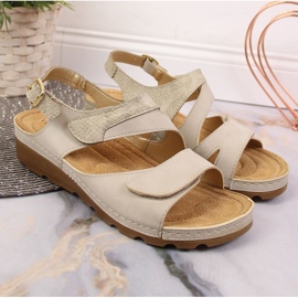 Velcro sandals on the wedge Vinceza W JAN125 beige 2