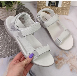 American Club W AM896B gray velcro sandals 1