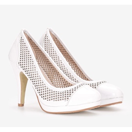 White pumps on a Friar heel 1