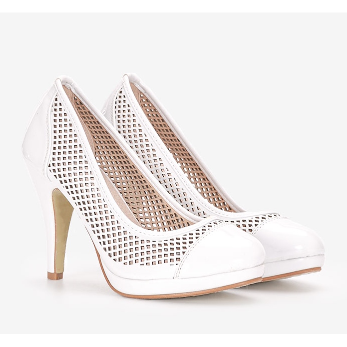 White pumps on a Friar heel 1