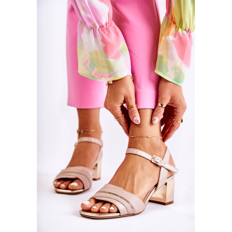 Sergio Leone Leather Sandals On A Bar In Golden Beige Corane 1