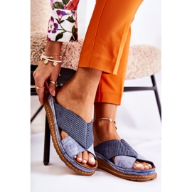 Leather profiled slippers Maciejka 04986-17 Blue 2