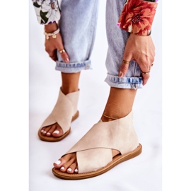 S.Barski Women's Leather Sandals Beige Catalise 1