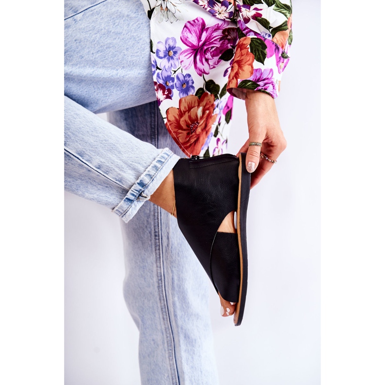 S.Barski Women's Black Leather Catalise Sandals 2