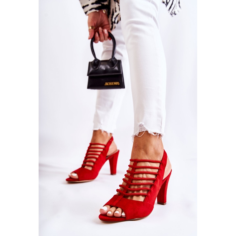 S.Barski Red Vinnie Suede High Heels Sandals 1