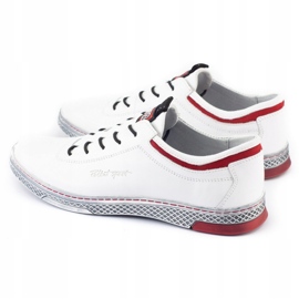 Polbut Men's leather casual shoes K23 white with red 1