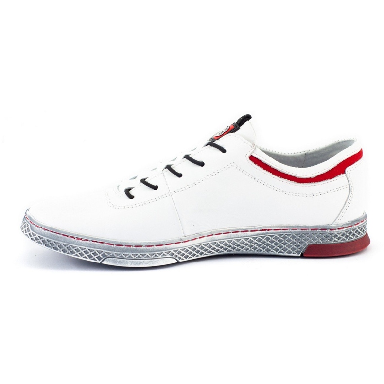 Polbut Men's leather casual shoes K23 white with red 4