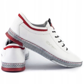 Polbut Men's leather casual shoes K23 white with red 7