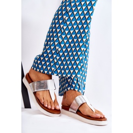 Women's Slippers Flip-flops On The Platform White and Silver Morissa 1