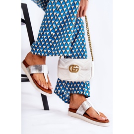 Women's Slippers Flip-flops On The Platform White and Silver Morissa 2