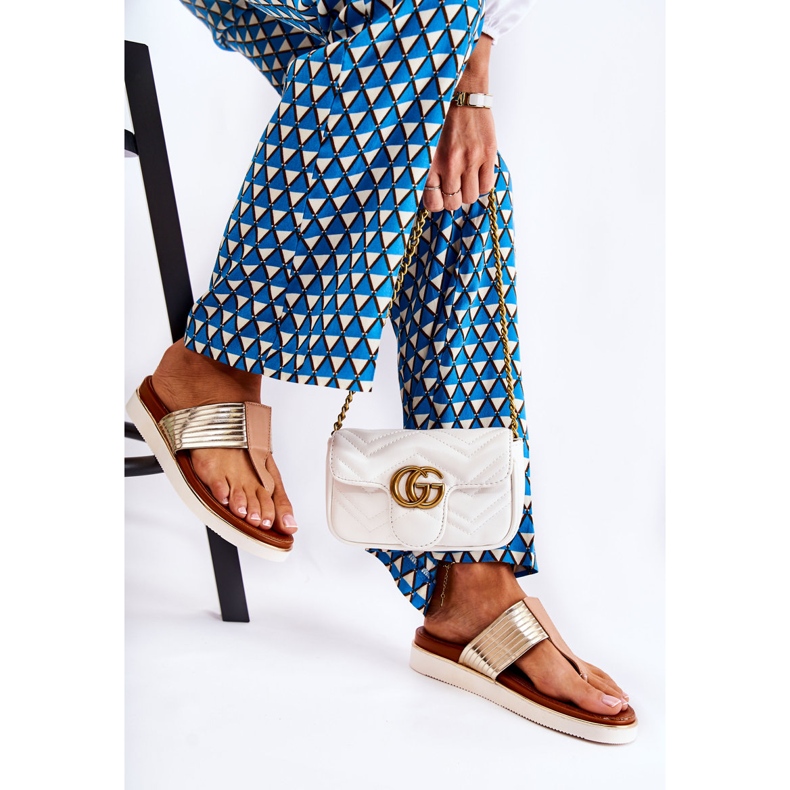 Women's Slippers Flip-Flops On The Beige-Gold Morissa Platform brown golden 2