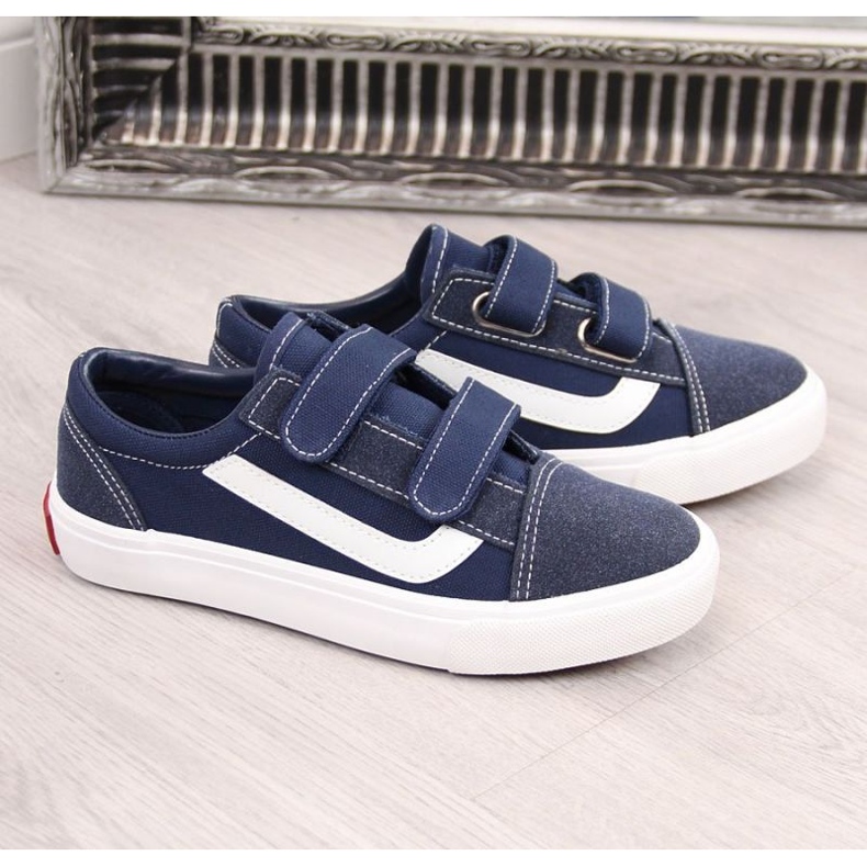 Low sneakers with Velcro Atletico Jr ATC337C navy blue 1