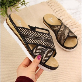 Black Rieker W R459 wedge slippers 1
