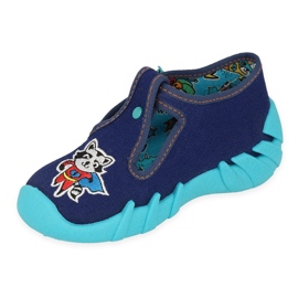 Befado children's slippers 110p440 navy blue with dog 1