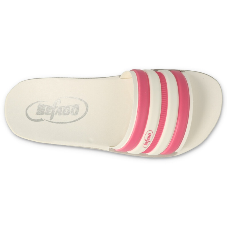 Befado Foam children's flip flops 067y002 white with pink stripes 2