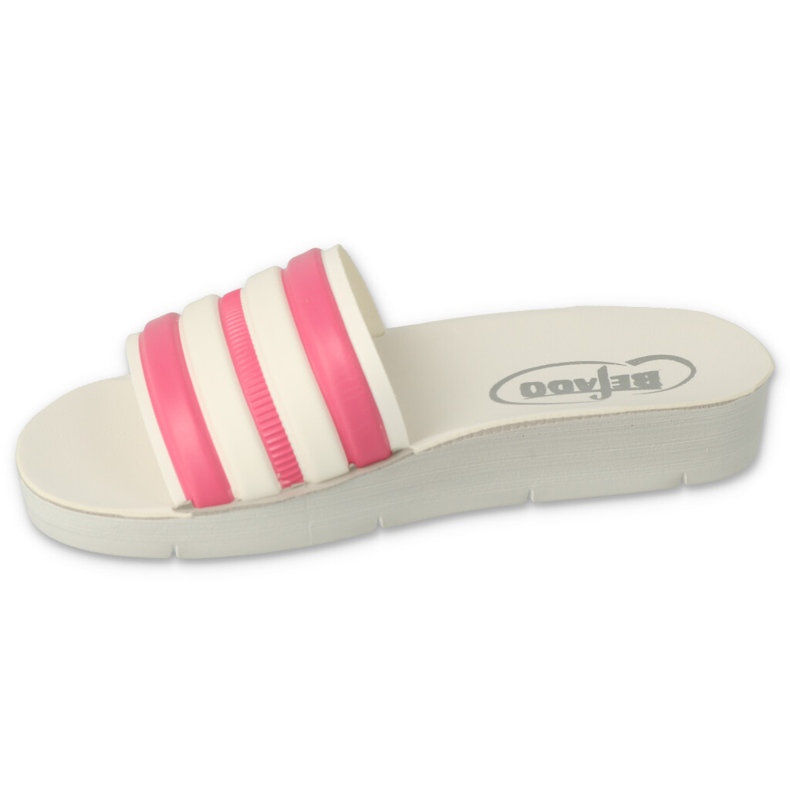 Befado Foam children's flip flops 067y002 white with pink stripes 1