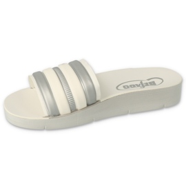Befado Foam children's flip flops 067y001 white with gray stripes 1