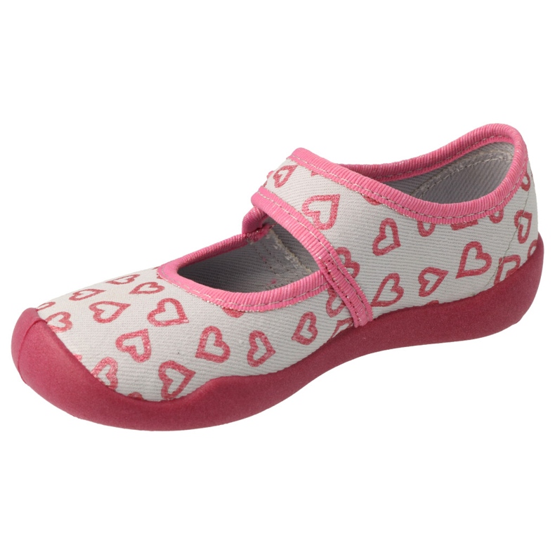 Befado children's slippers with Velcro in the hearts 123x070 pink 1