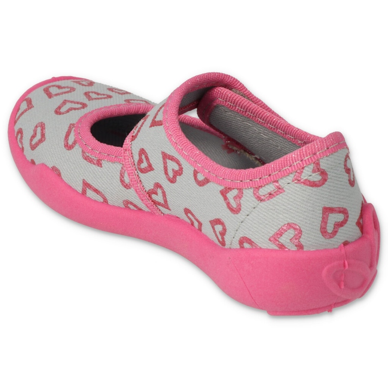 Befado children's slippers with Velcro in the hearts 123x070 pink 2