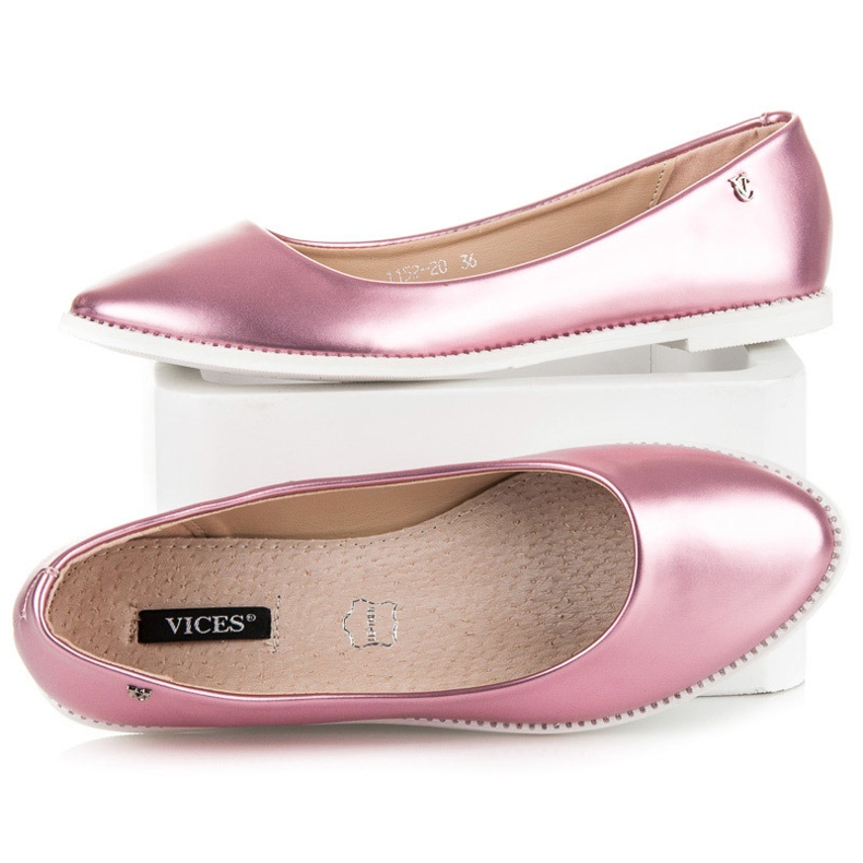 Vices Shiny pointed ballerinas pink 2