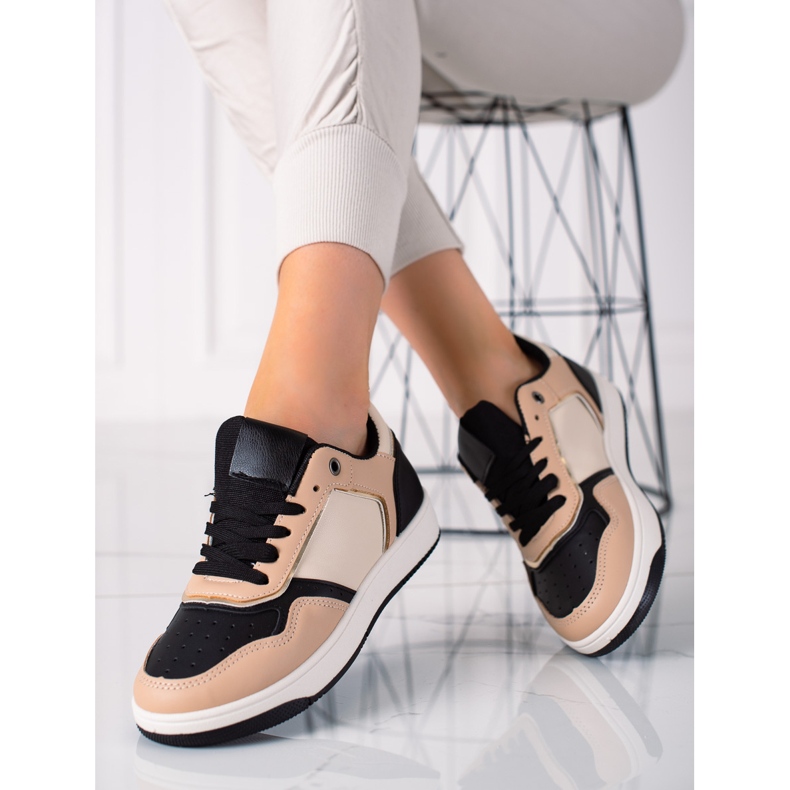 SHELOVET Two-color Women's Sneakers beige black 1