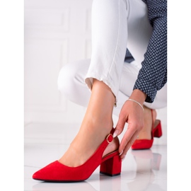 SHELOVET Red pumps with an open heel 1