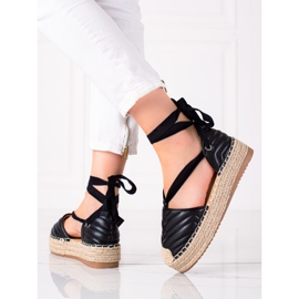 SHELOVET Tied Espadrilles On The Platform black 1
