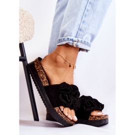 PS1 Women's Suede Slippers With Black Nemis Ornament 1