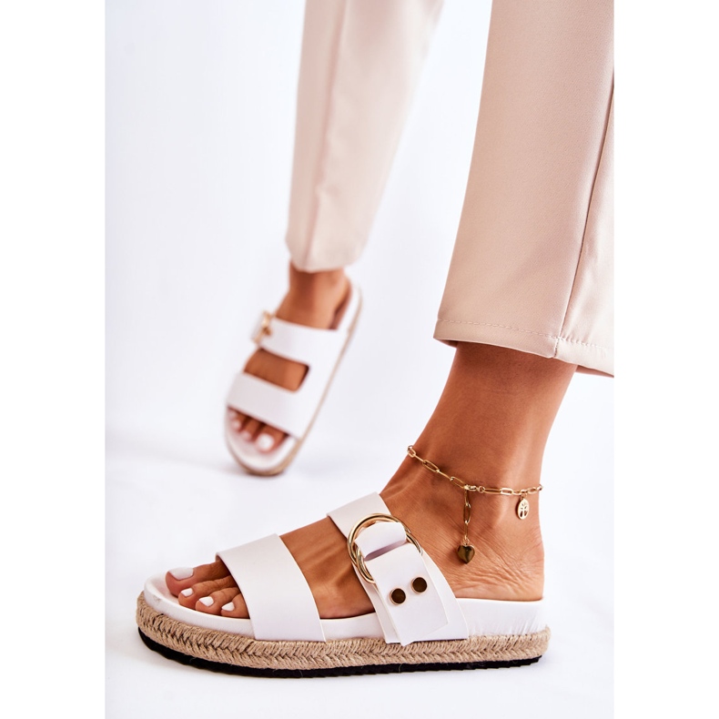 FB1 Fashionable Women's White Penelope Slippers 2