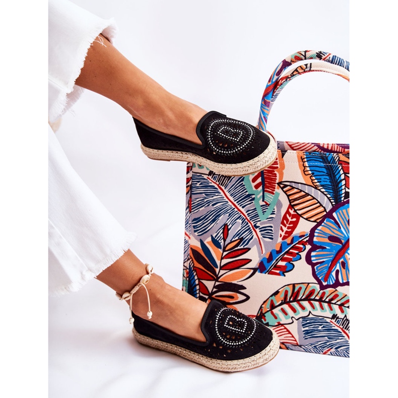 S.Barski Meredith Black Openwork Slip-on Women's Espadrilles 2