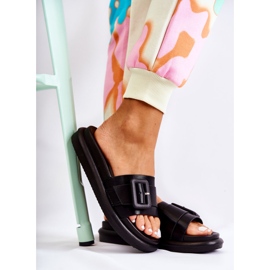 Women's Black Slippers With Buckle Devia 2