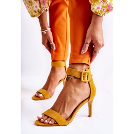 Women's Suede Sandals On A High Heel Yellow Marconi 1 Women's Suede Sandals On A High Heel Yellow Marconi 1