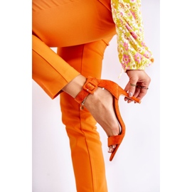 Women's Suede Sandals On A Heel Orange Marconi 1