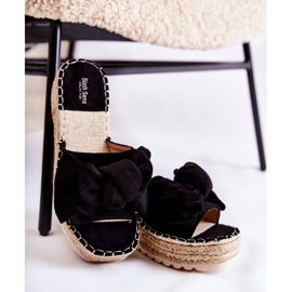 PG2 Women's Slippers On Wedge With A Bow Black Tayla 1