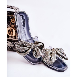 Women's Rubber Slippers With A Bow Black-Gray Meriden 1