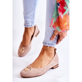 Women's Suede Ballerinas With Nicole 2746 Beige Decoration 1