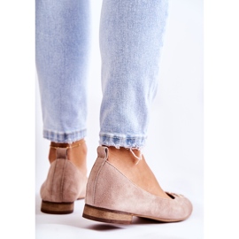 Women's Suede Ballerinas With Nicole 2746 Beige Decoration 2