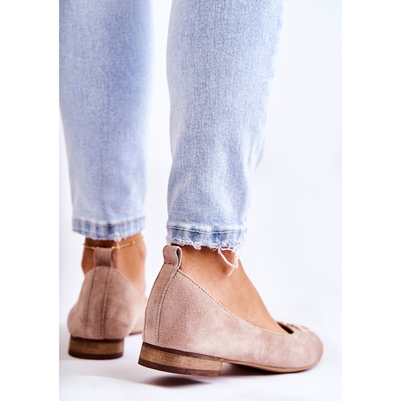 Women's Suede Ballerinas With Nicole 2746 Beige Decoration 2 Women's Suede Ballerinas With Nicole 2746 Beige Decoration 2