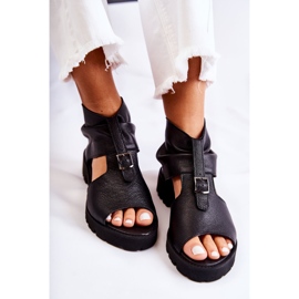 Women's Leather Sandals With Zipper Nicole 2748 Black 1 Women's Leather Sandals With Zipper Nicole 2748 Black 1