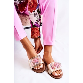 Leather Women's Slippers With Nicole 2726 Golden Decoration 2 Leather Women's Slippers With Nicole 2726 Golden Decoration 2