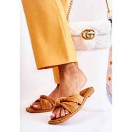 PG1 Women's Fashionable Suede Slippers Camel Lorrie brown yellow 2