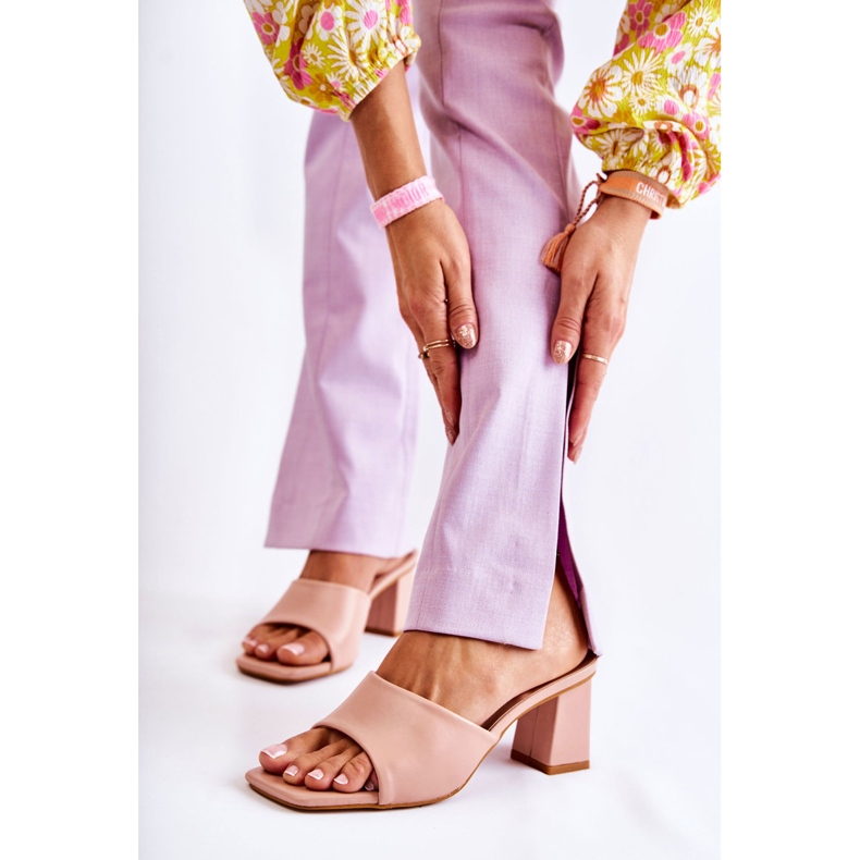PG1 Leather Classic Slippers On High Heel Nude Talena pink 1 PG1 Leather Classic Slippers On High Heel Nude Talena pink 1